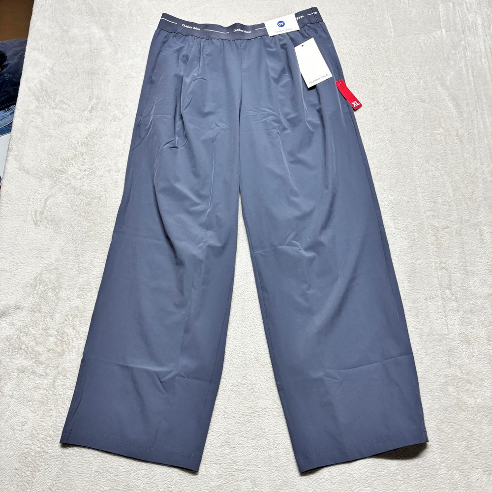 Outdoor Voices Pants Womens XL Logo Boxer Waist Pant Odyssey Gray Wide Leg NEW